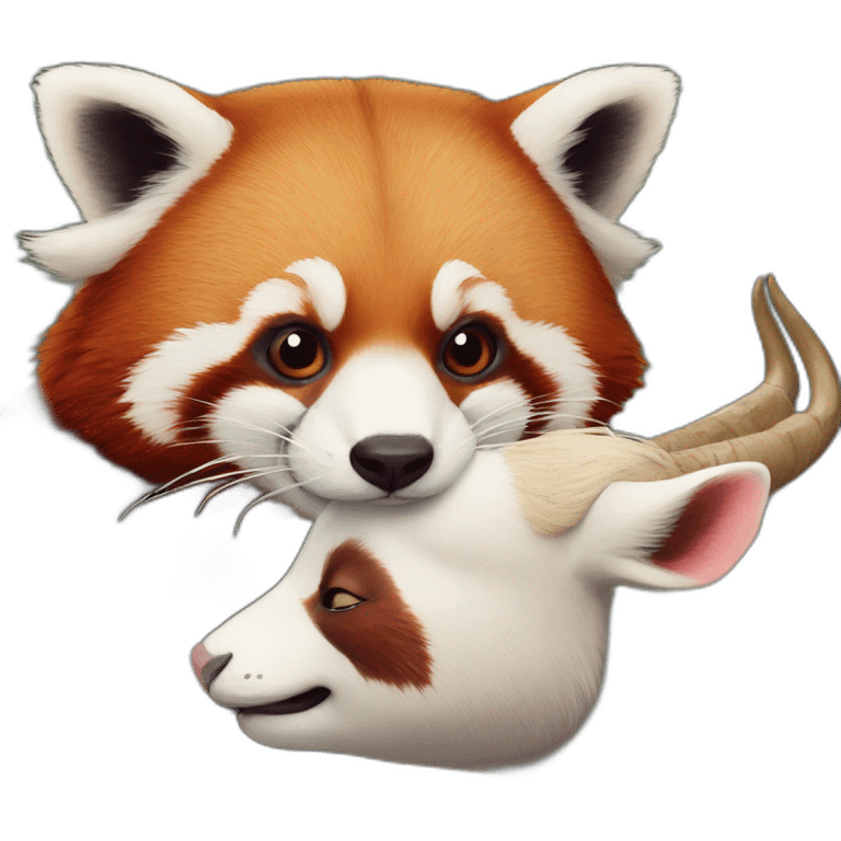 red panda with its best friend the goat emoji