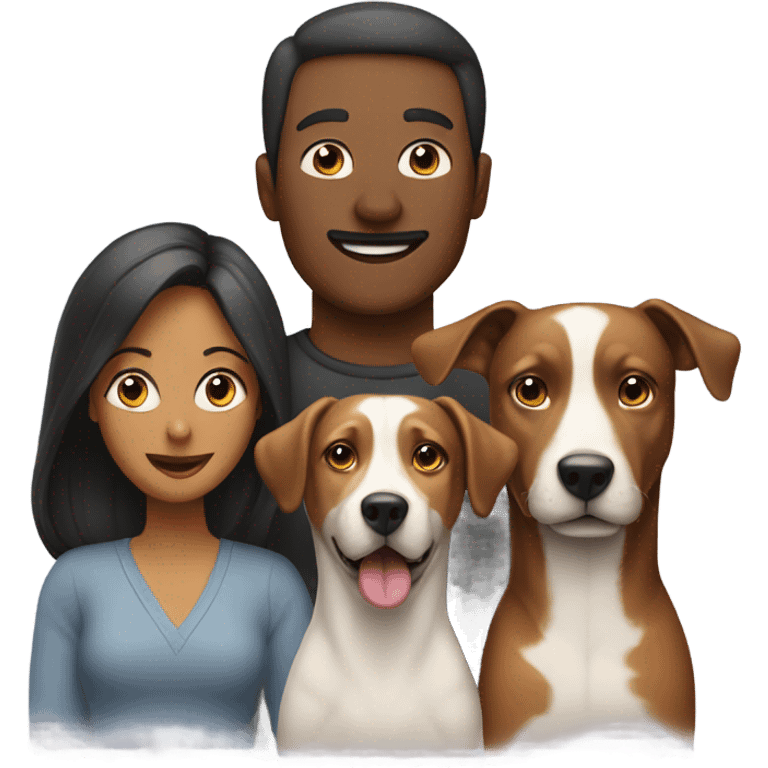 Man, woman and three dogs family emoji emoji