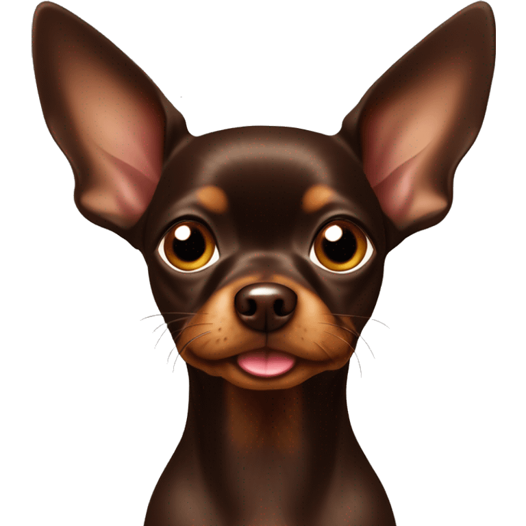 chocolate colored russian toy terrier with tongue hanging out emoji