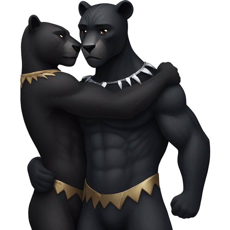 Black panther and bear hugging  emoji