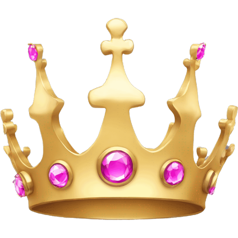 Simple gold queen crown with pink jewels emoji