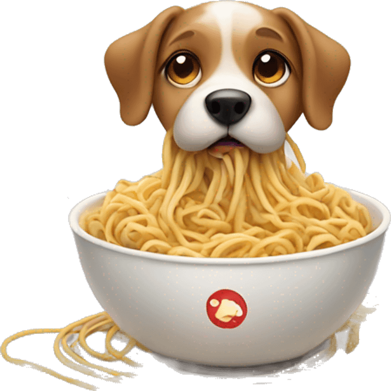 Dog eating noodles emoji