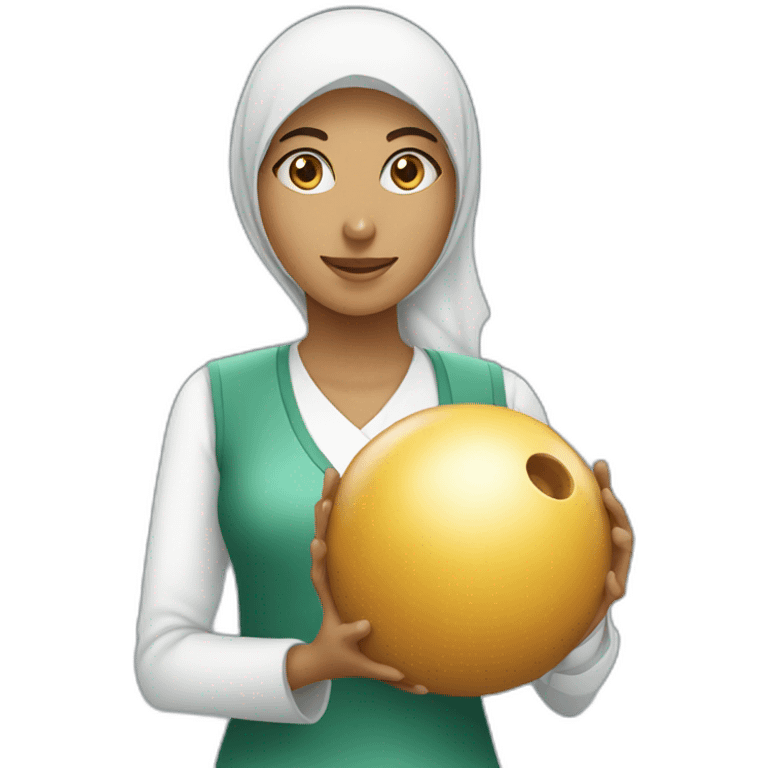 Muslim women with bowling bowl emoji