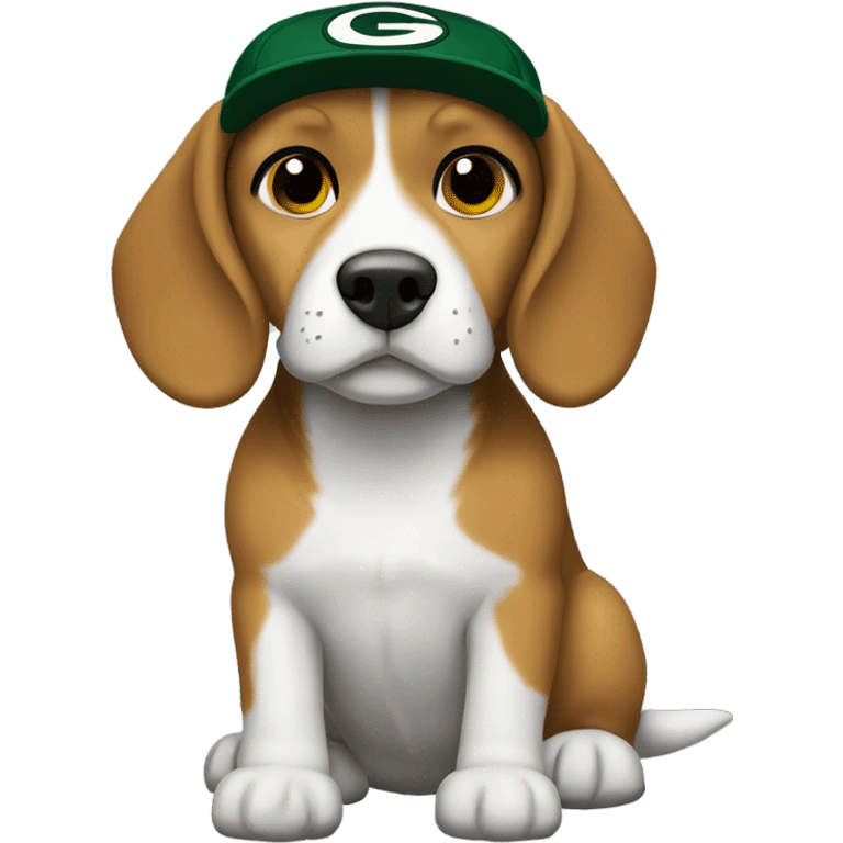 Beagle wearing a Green Bay packer hat emoji