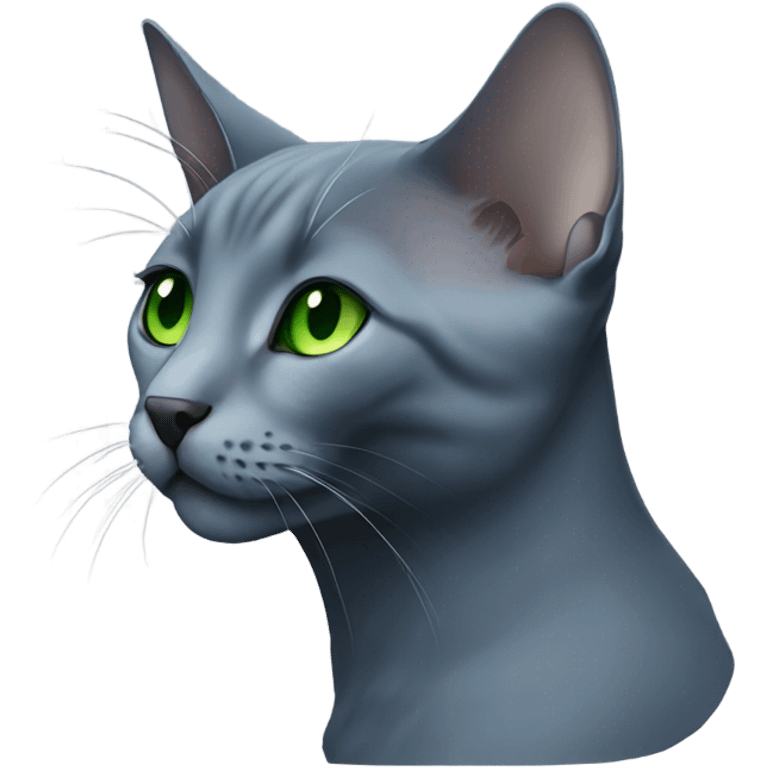 Russian blue with green eyes side profile emoji