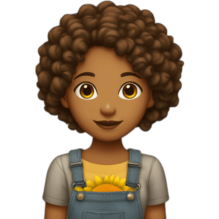 brown-girl-with-curly-hair-holding-sunflower emoji