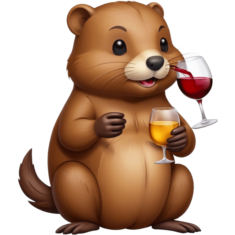 Beaver with wine emoji