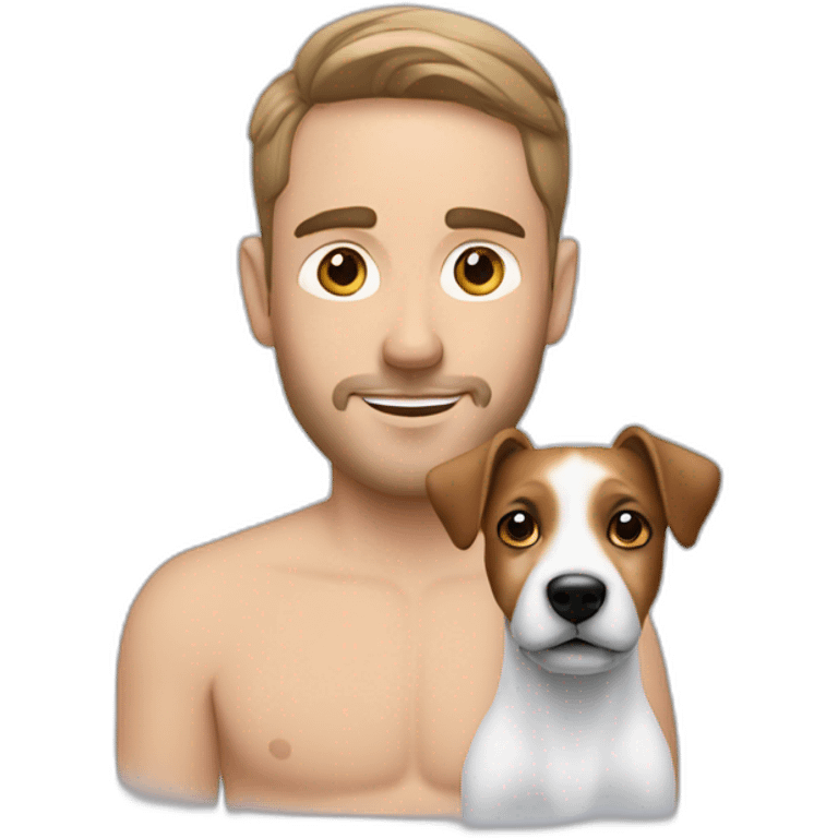 Fair skin man with jack russsell dog emoji