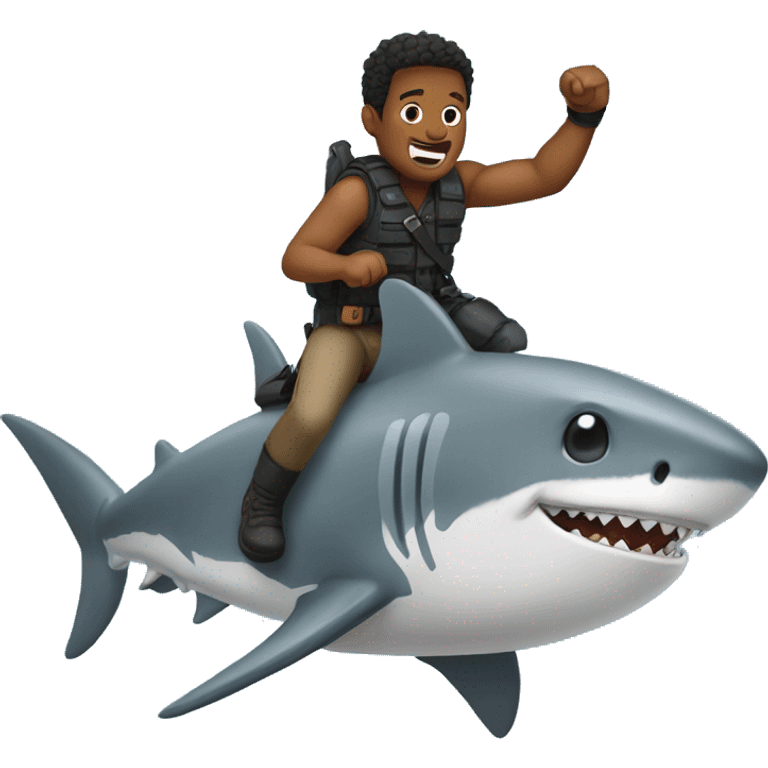 A Hero riding a Shark emoji