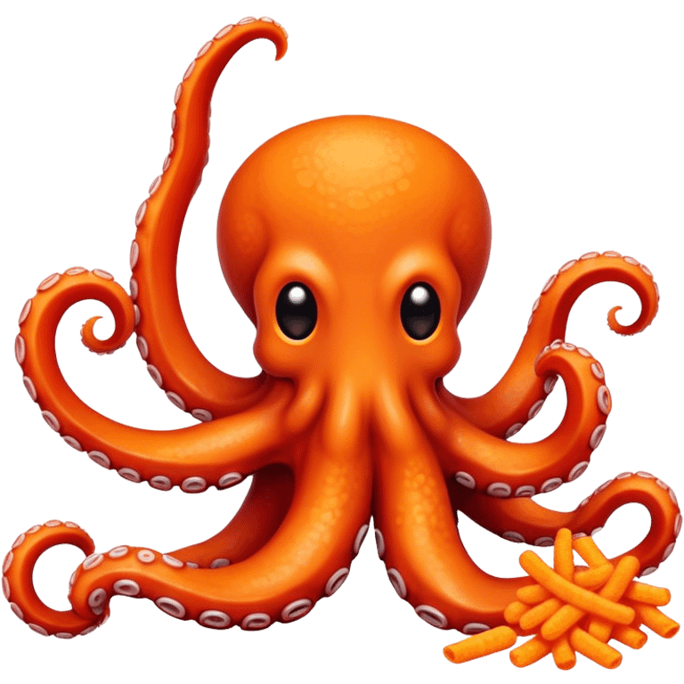 An octopus eating hot Cheetos emoji