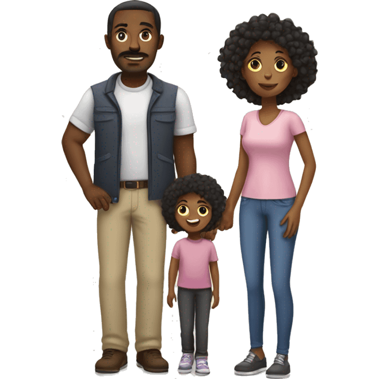 black family with a black dad, mixed race mum and 2 children emoji