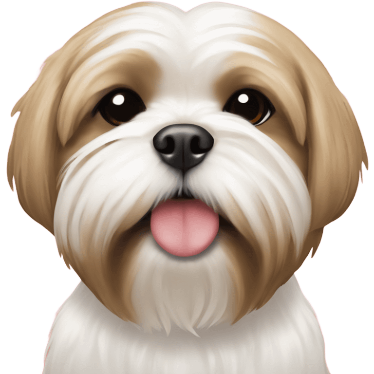 Tan and white Shih Tzu with hearts around him emoji