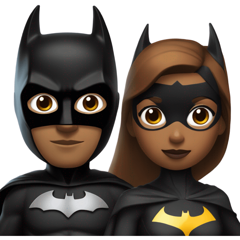 Brown skin batgirl and Batman emoji