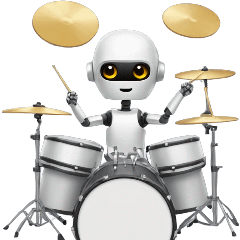 cute robot plays the drum set emoji