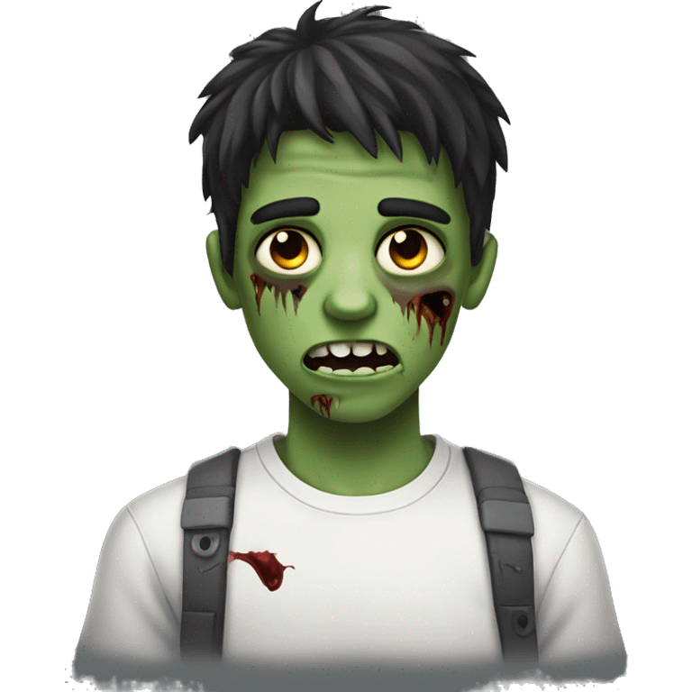 teen boy zombie with dark hair and white shirt emoji