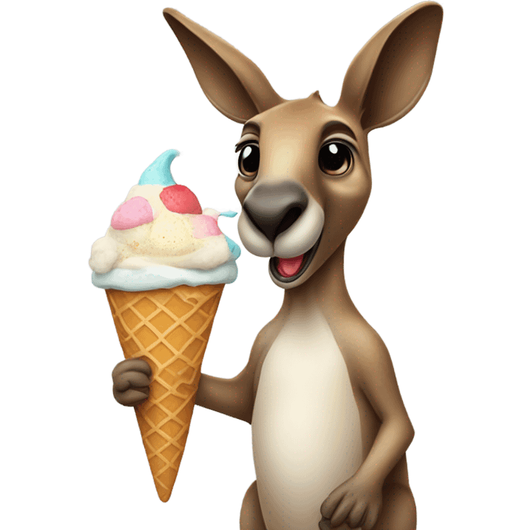 Kangaroo eating ice cream emoji