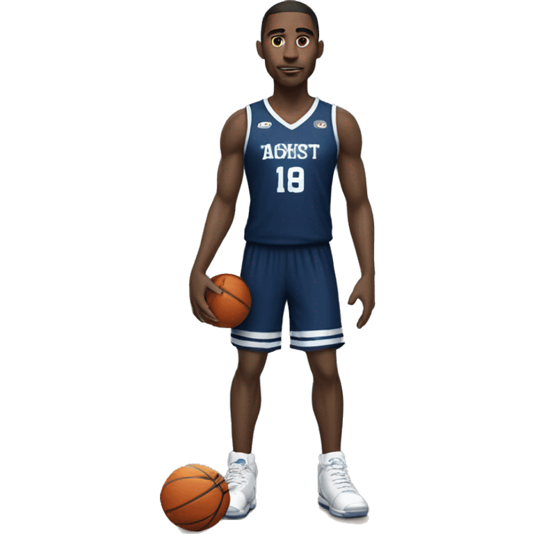 basketball player in dark blue and silver uniform emoji