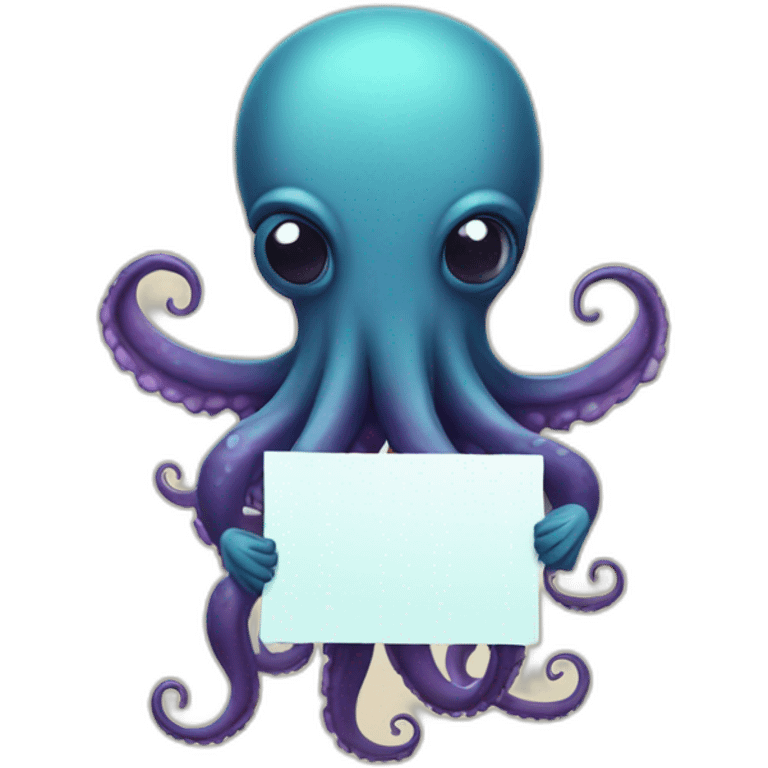 Cute kraken Holding a Sign emoji