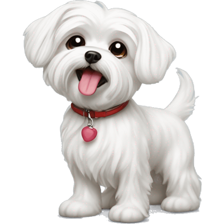 realistic mini maltese dog with tongue out emoji