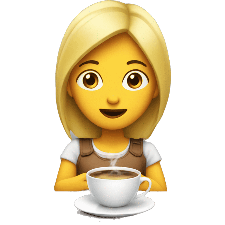 Chica viendo vídeo tomando café  emoji