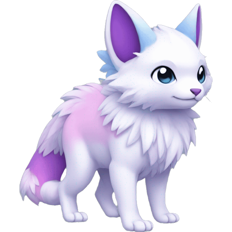 Cute cool white blue purple pink animal hybrid Fakemon full body emoji