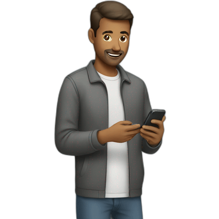 man using mobile emoji