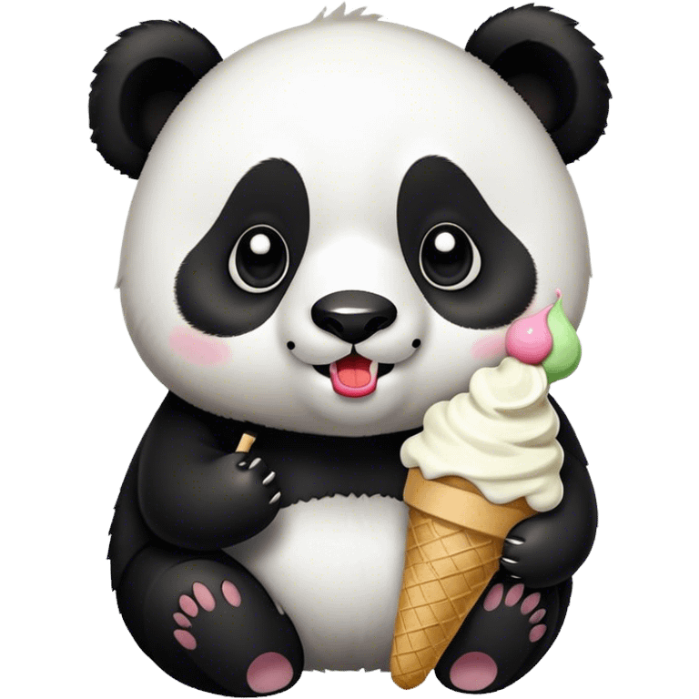 Panda eating ice cream emoji