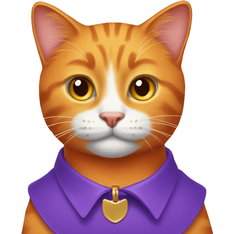 A orange cat with a purple collar emoji