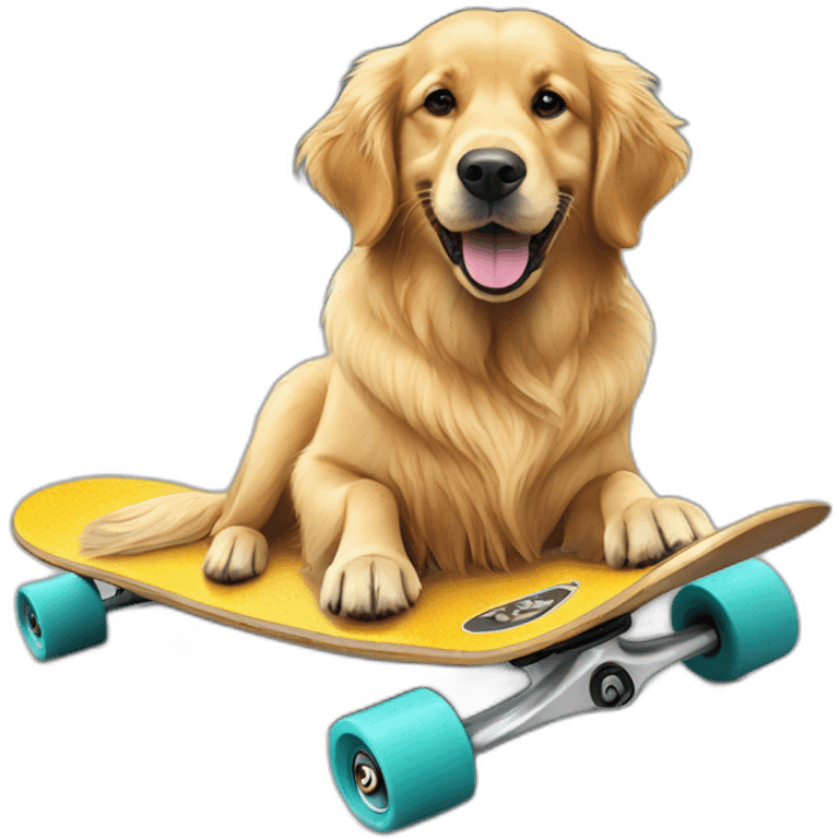 golden retriever on longboard skate emoji