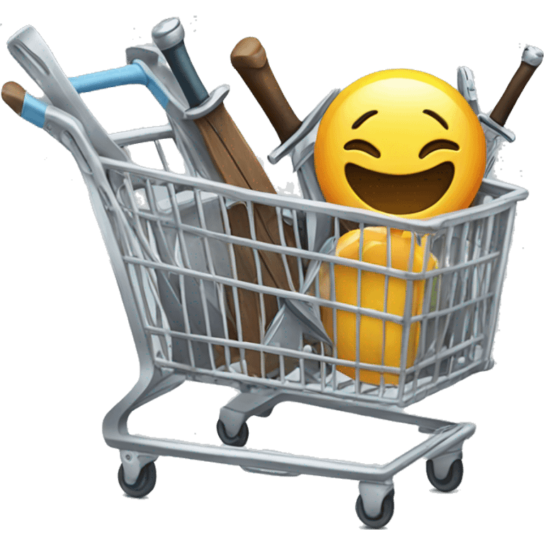 shopping cart with swords emoji