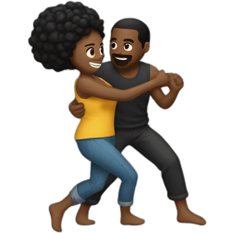 black couple pillow fighting emoji