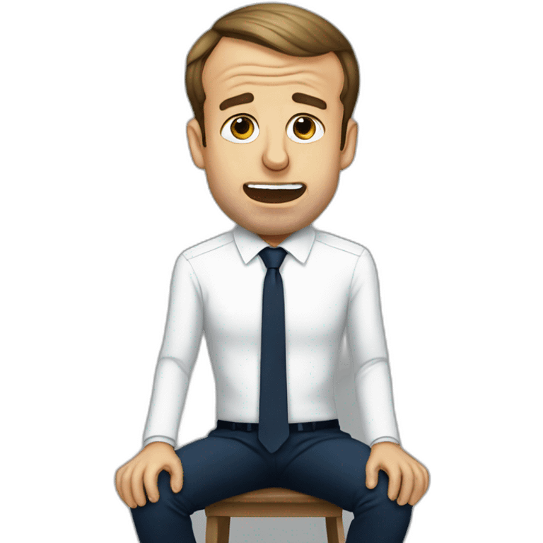 Emmanuel macron crying full body sitting emoji