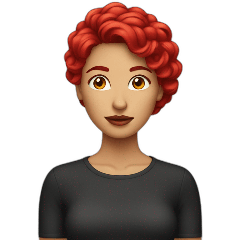 mujer cabello ondulado rojo corto emoji