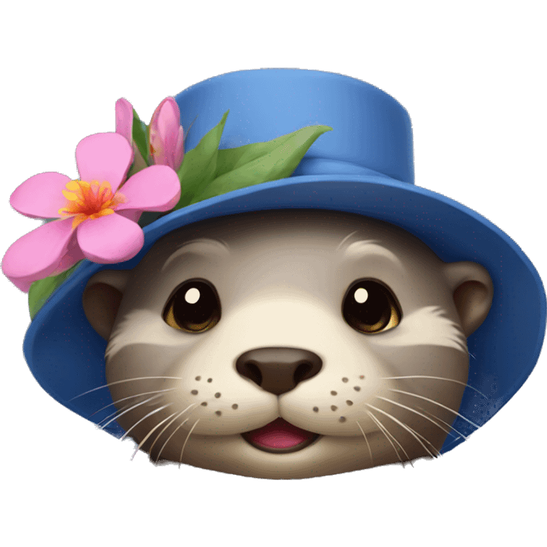 Otter with flower hat emoji