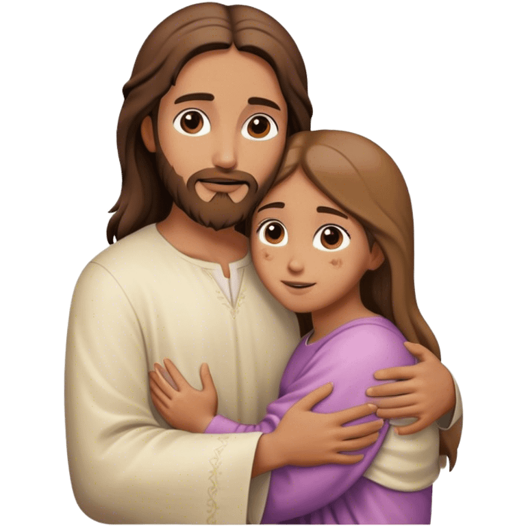 Jesus hugs a girl emoji