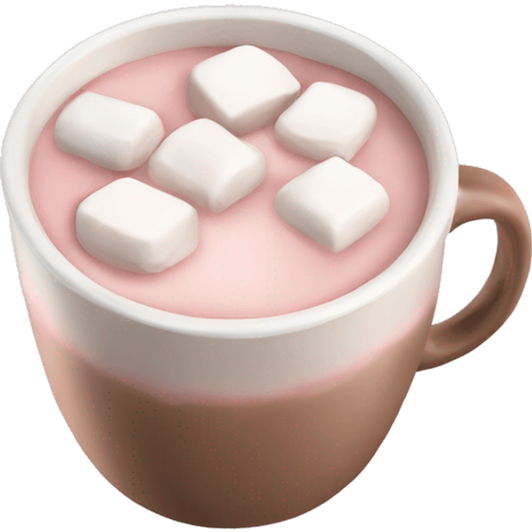 Light Pink mug of hot chocolate with marshmallows  emoji