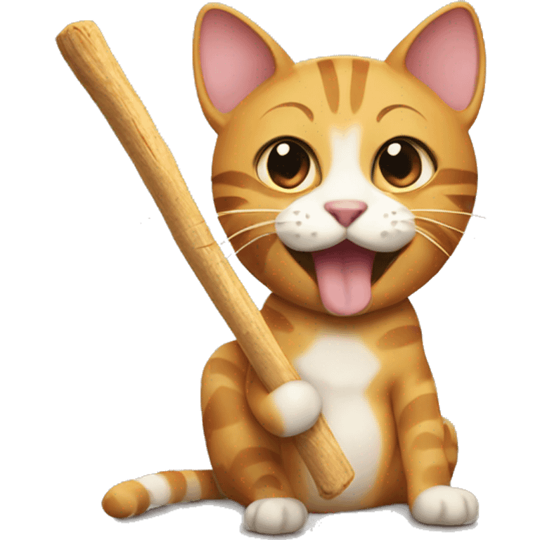 Cat eating a stick stick emoji