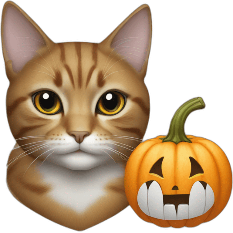 cat whit a nife and a pumpkin emoji