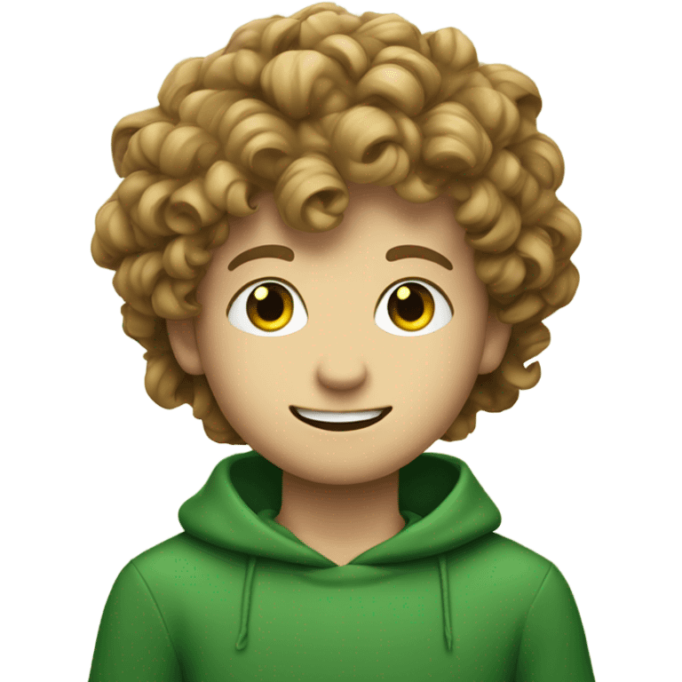 a boy with met krullende haren en groene ogen emoji