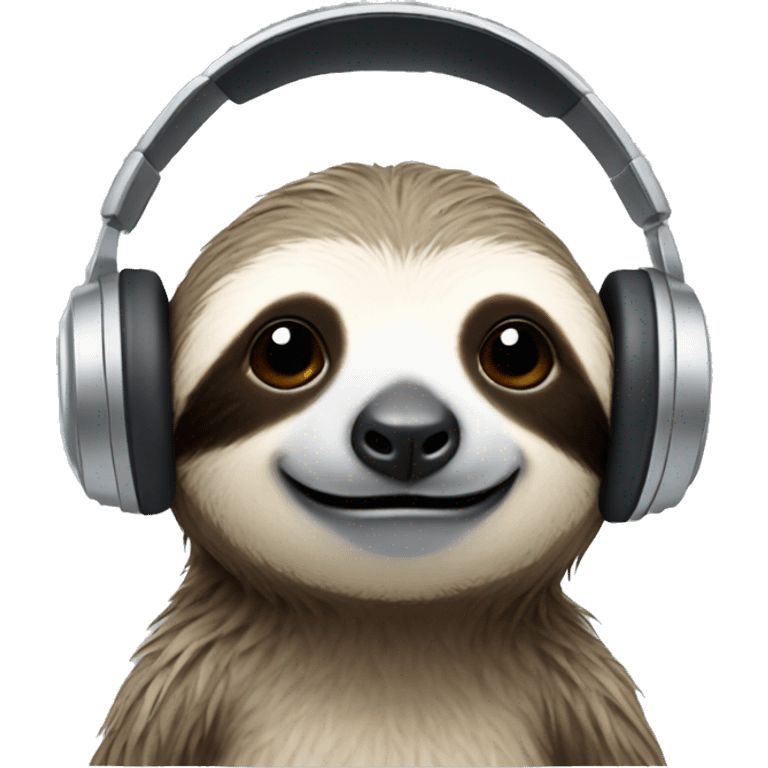 head only, cute sloth wearing a headphones with microphone emoji