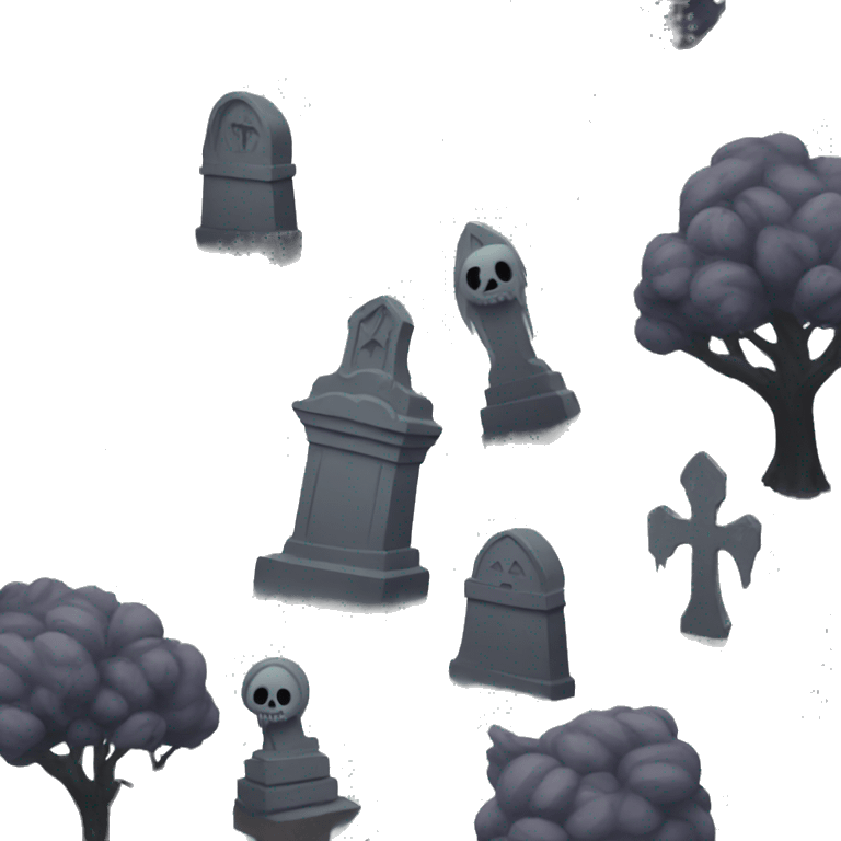 Creepy graveyard with spooky trees emoji