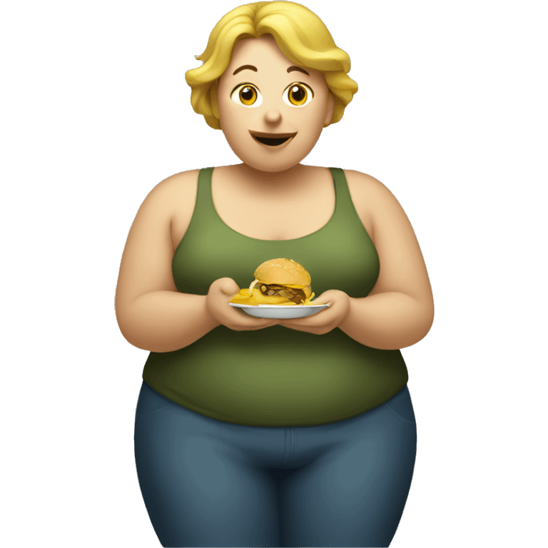 Fat woman eating  emoji