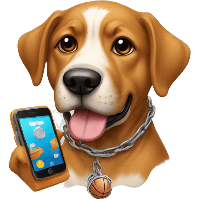 Raper dog , chain , phones , basketball  emoji