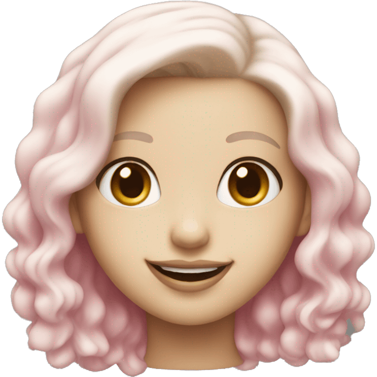 smiling girl with white skin and pink lips emoji