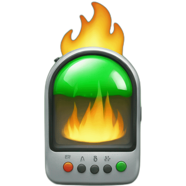 green timer on fire emoji