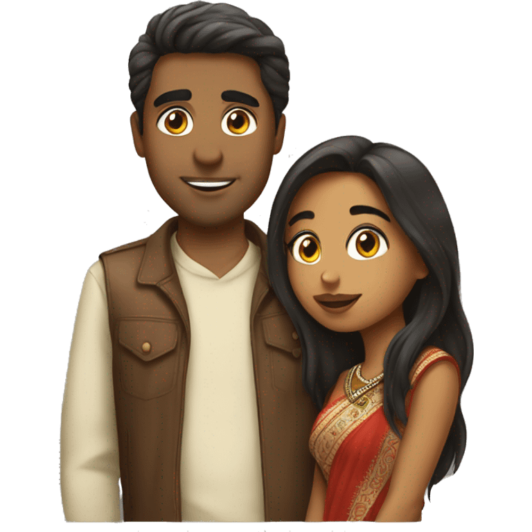 Pretty Indian girl kissing white guy emoji