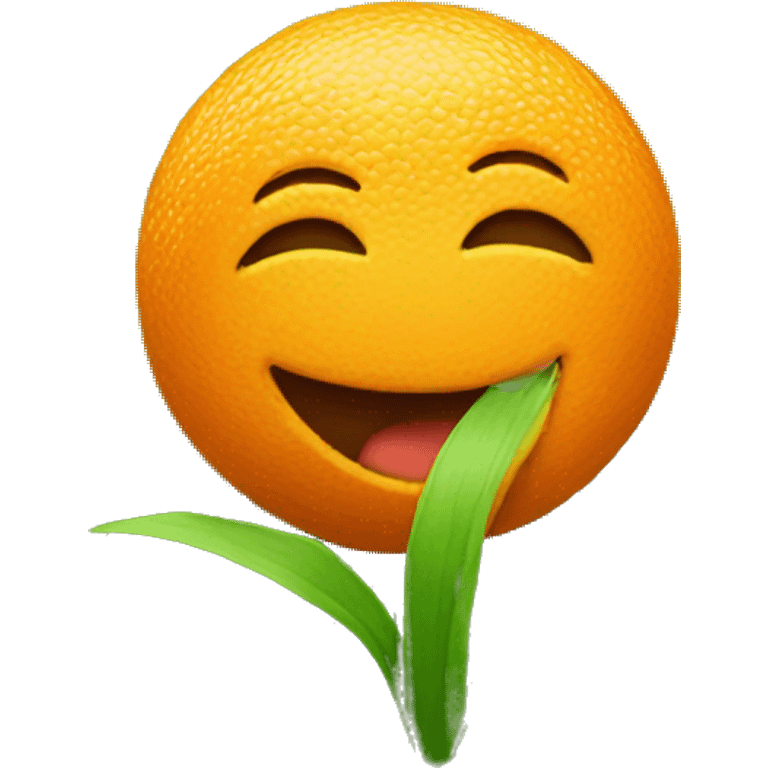 Orange eating grass emoji