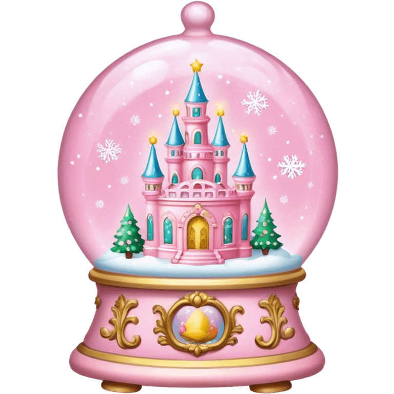 Light pink rococo birthday snow globe emoji