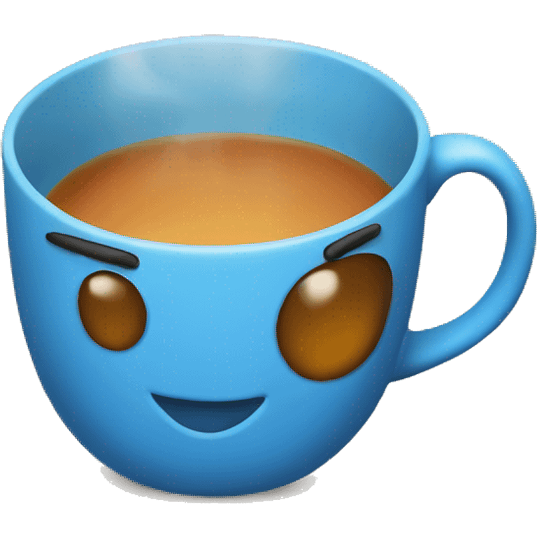 Cup of tea in a blue mug emoji