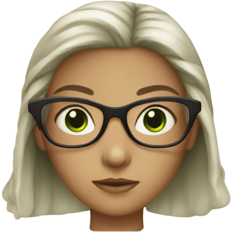 Girl with green eyes and glasses  emoji